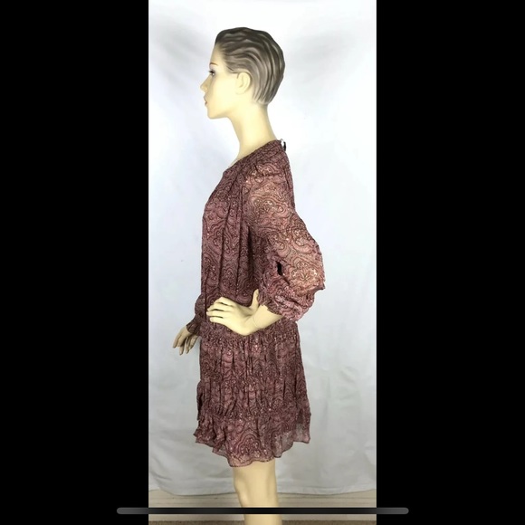 Joie Snow Port Wine Paisley Drop Waist Silk Dress Size Small $368 - Picture 7 of 10